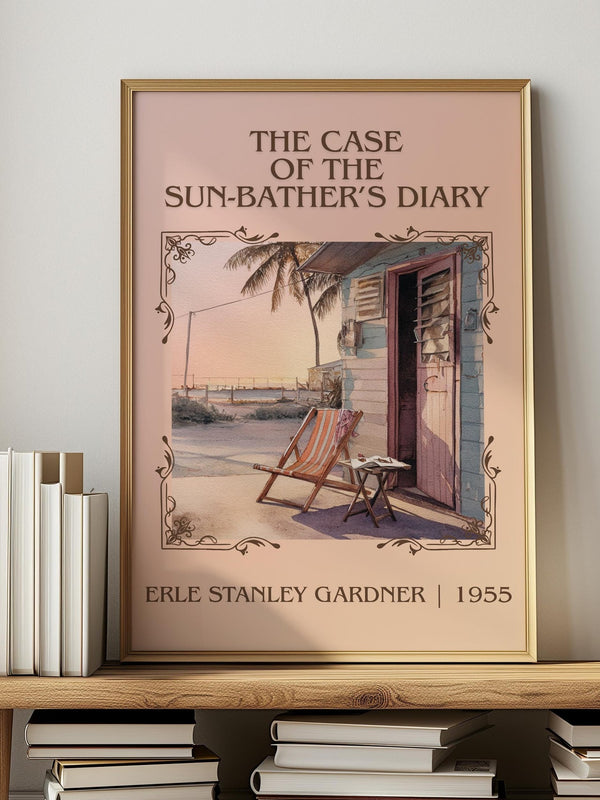 The Case of the Sun Bather's Diary classic book art print in frame leaning in hallway – mystery wall art