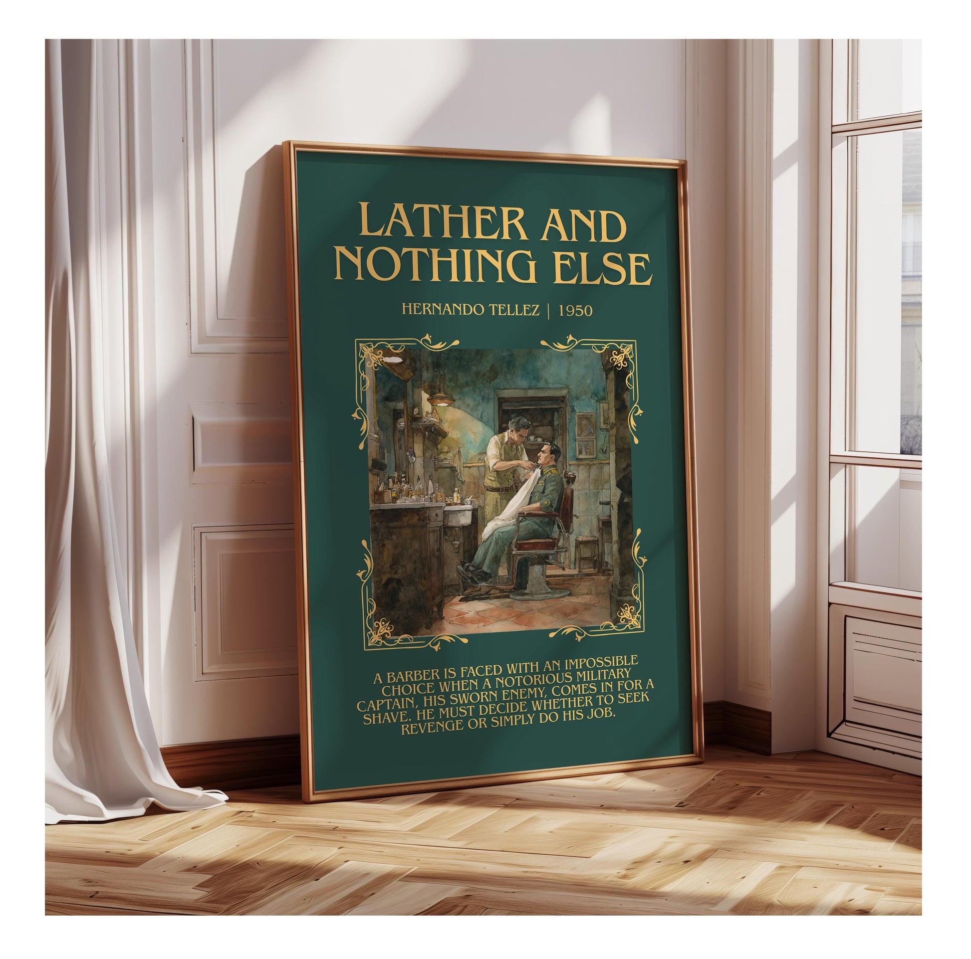 Lather And Nothing Else by Hernando Tellez | Descriptive Book Poster | Blurby