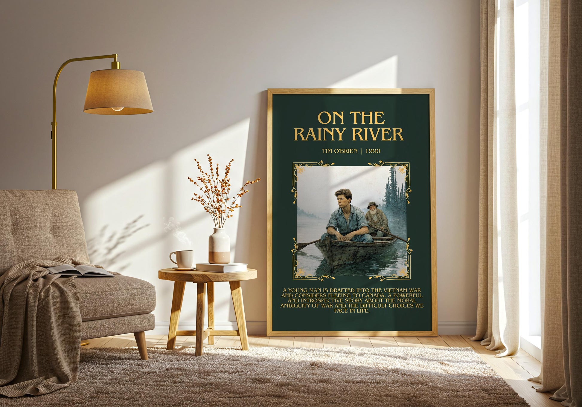 On The Rainy River by Tim O'Brien | Descriptive Book Poster | Blurby