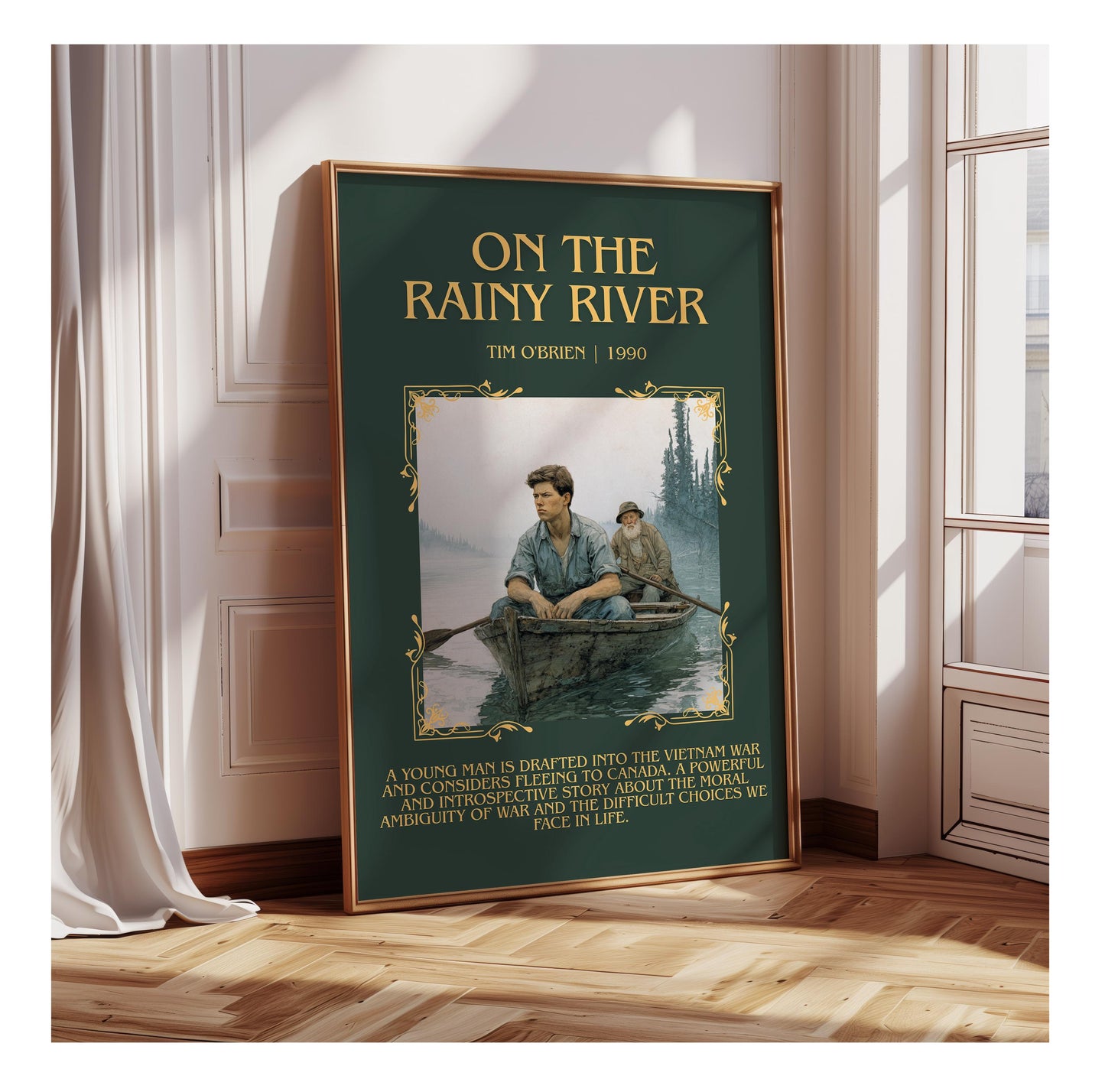 On The Rainy River by Tim O'Brien | Descriptive Book Poster | Blurby