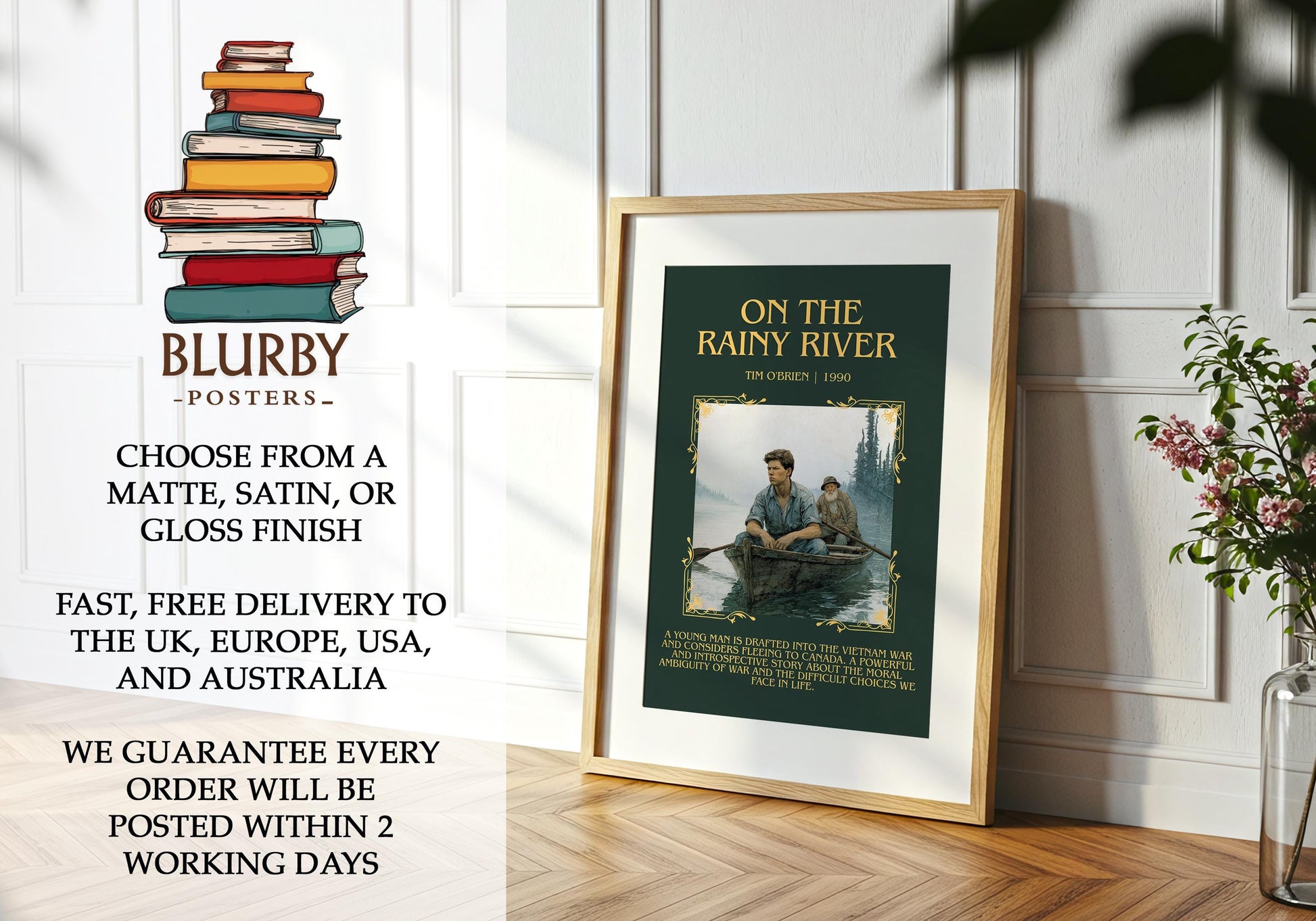 On The Rainy River by Tim O'Brien | Descriptive Book Poster | Blurby