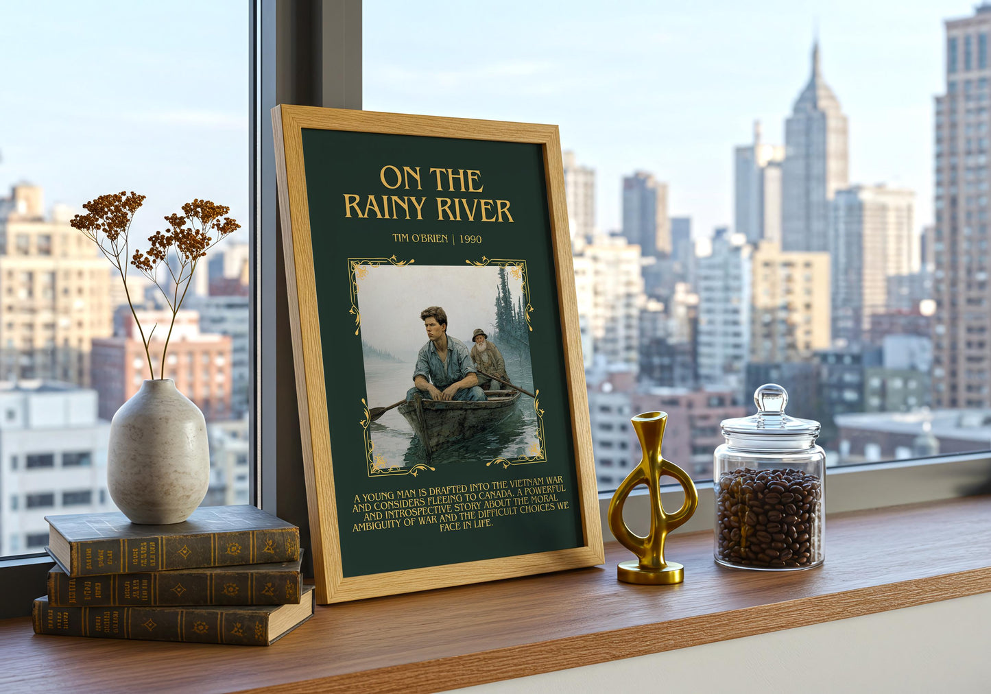 On The Rainy River by Tim O'Brien | Descriptive Book Poster | Blurby