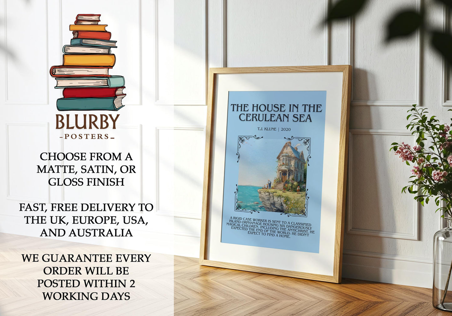 The House In The Cerulean Sea by T.J. Klune | Descriptive Book Poster | Blurby