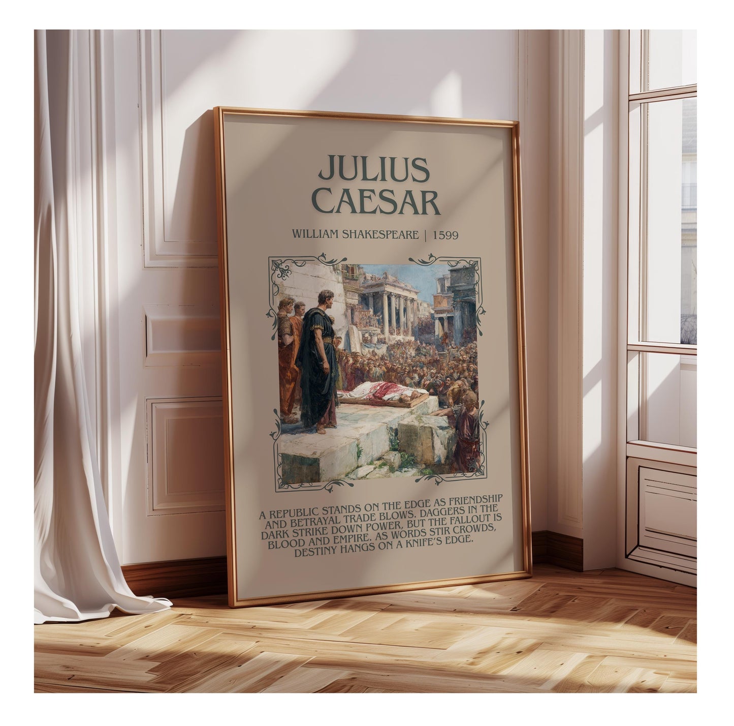 Julius Caeser by William Shakespeare | Descriptive Book Poster | Blurby