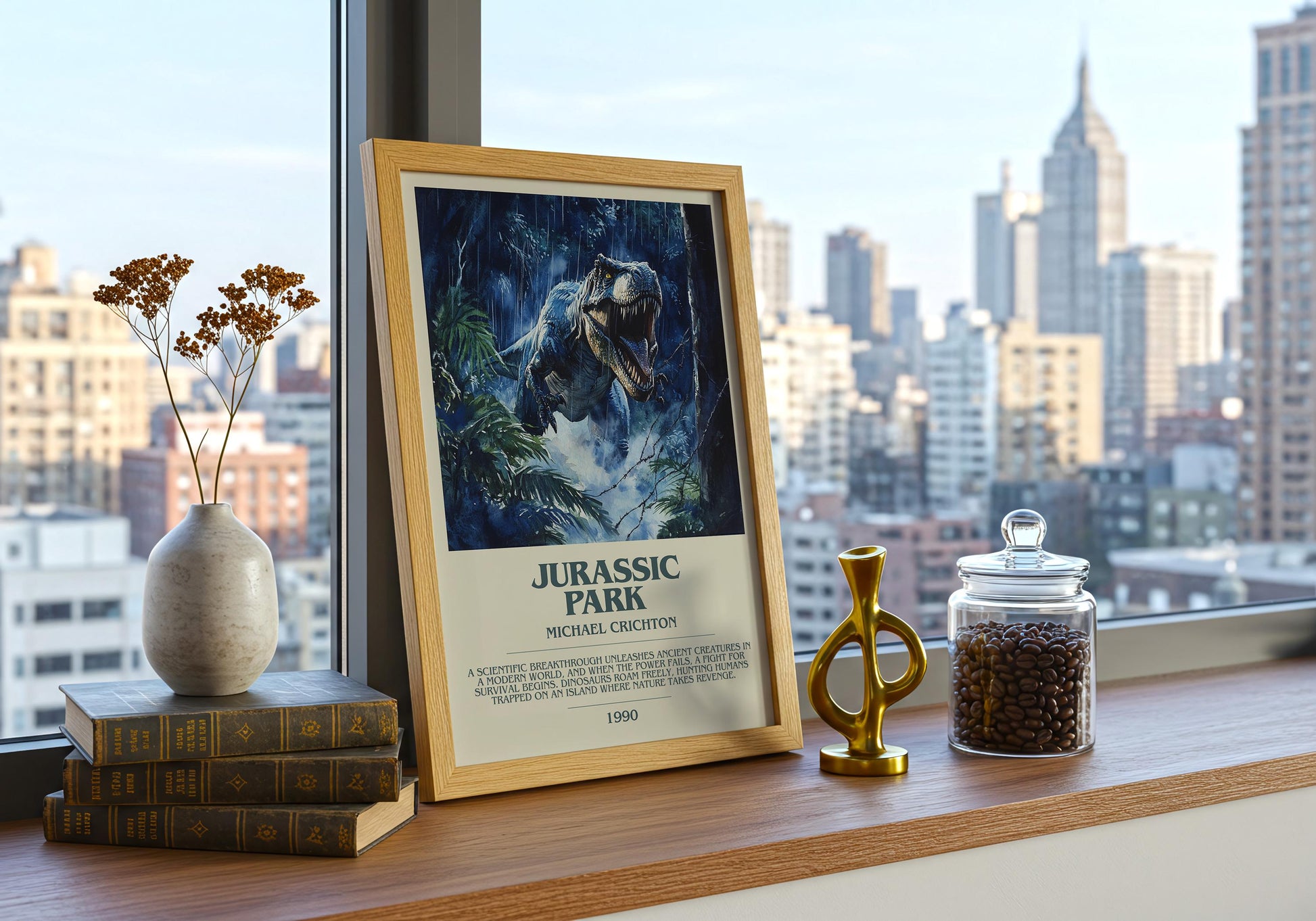 Jurassic Park by Michael Crichton | Descriptive Book Poster | Blurby