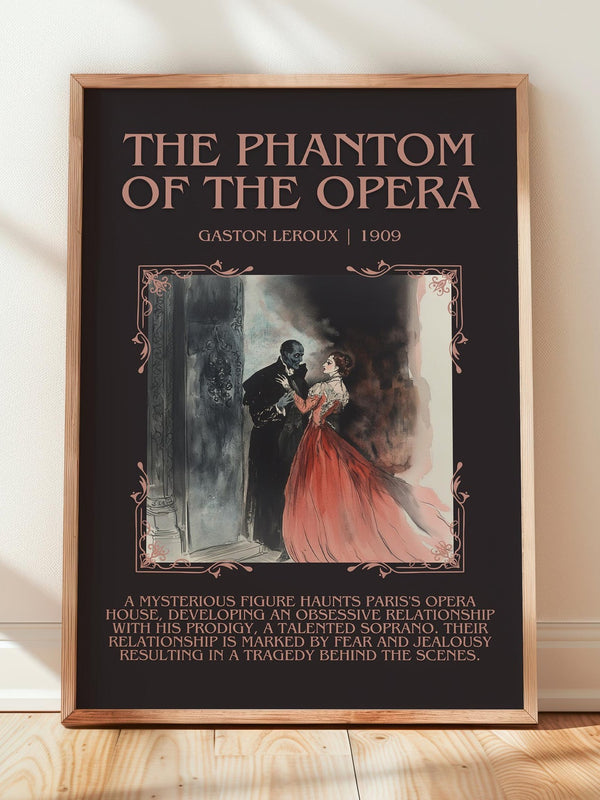 The Phantom of the Opera minimalist poster paper finish options – matte satin gloss