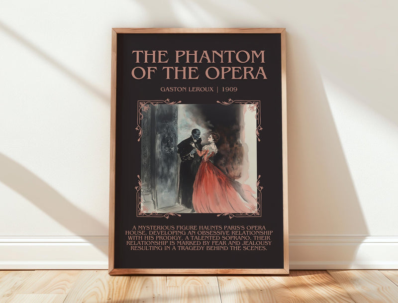 The Phantom of the Opera minimalist poster paper finish options – matte satin gloss
