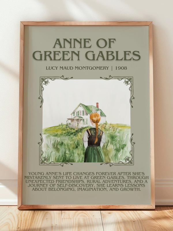 Anne of Green Gables minimalist print in frame leaning in hallway – coming of age wall art