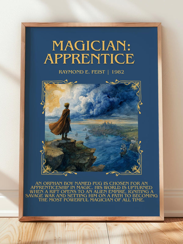 Magician: Apprentice minimalist print in frame leaning in hallway – fantasy wall art