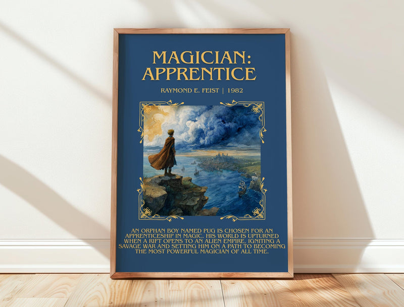Magician: Apprentice minimalist print in frame leaning in hallway – fantasy wall art