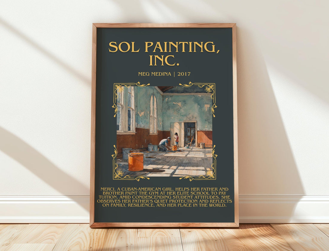 Sol Painting, Inc minimalist print in frame leaning in hallway – non fiction wall art (mockup)