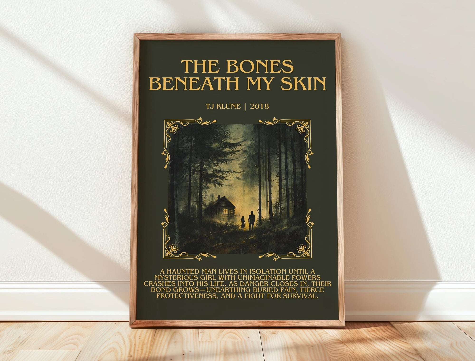 The Bones Beneath My Skin minimalist book poster by Tj Klune – framed literary art print