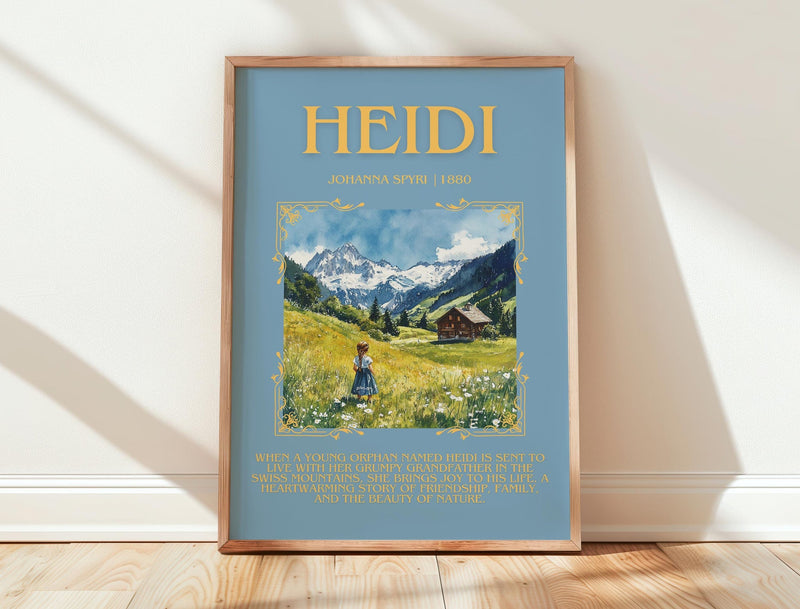 Heidi minimalist print in frame leaning in hallway – childrens wall art