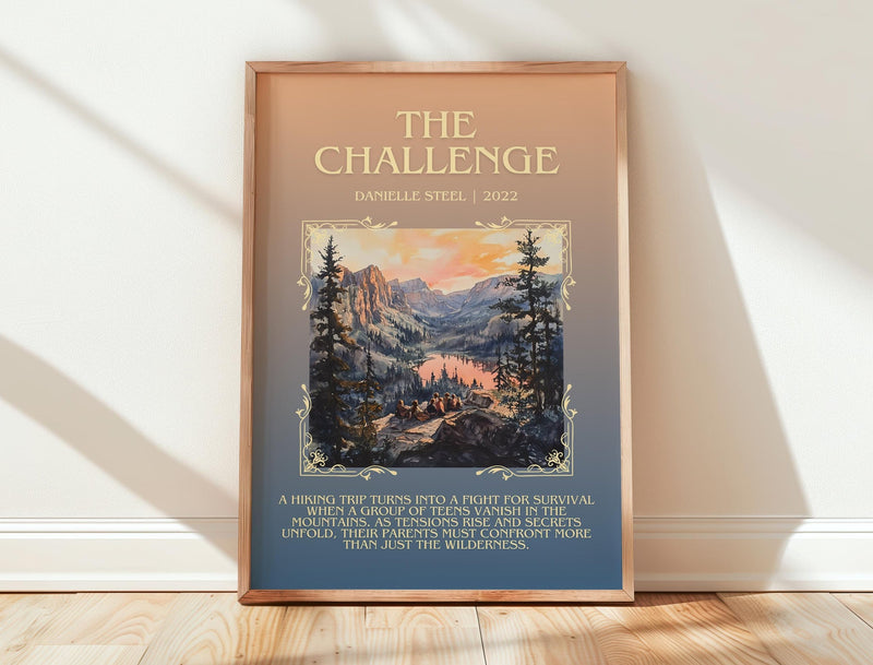 The Challenge minimalist print in frame leaning in hallway – romance wall art