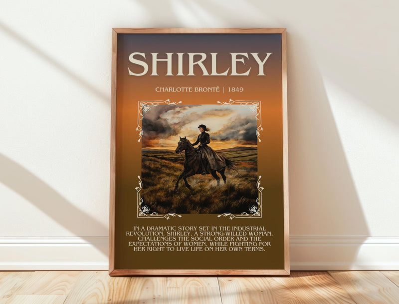 Shirley minimalist print in frame leaning in hallway – historical fiction wall art