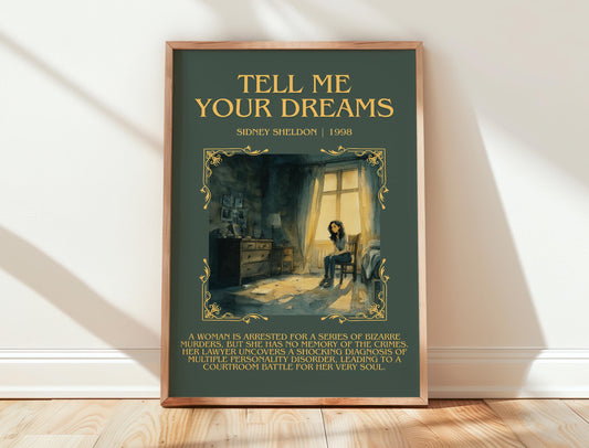 Tell Me Your Dreams by Sidney Sheldon | Descriptive Book Poster | Blurby