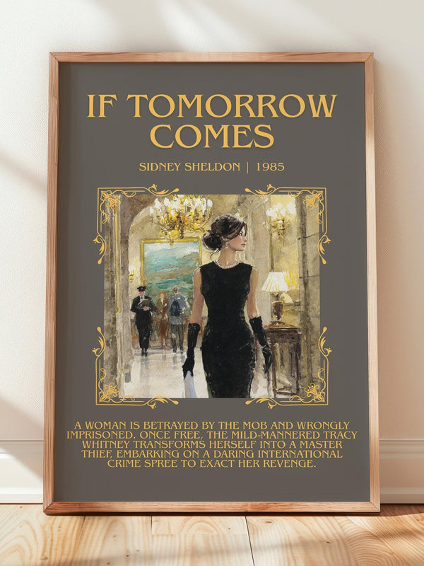 If Tomorrow Comes minimalist print in frame leaning in hallway – thriller wall art