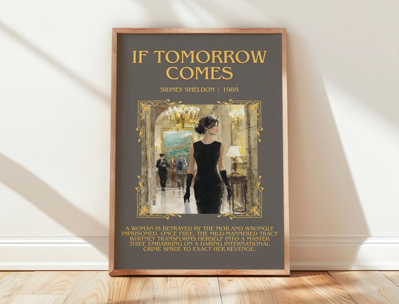 If Tomorrow Comes minimalist print in frame leaning in hallway – thriller wall art