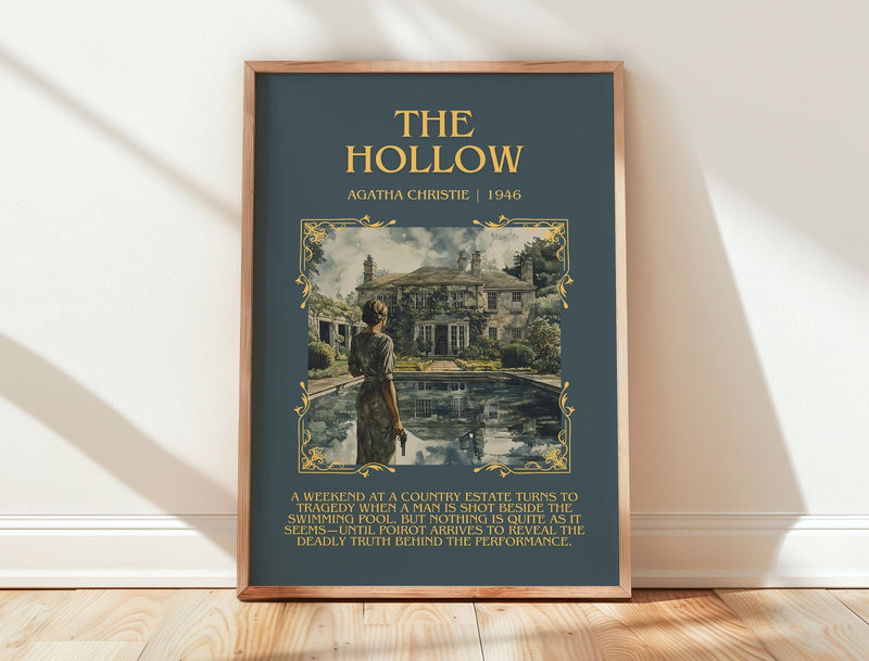 The Hollow minimalist print in frame leaning in hallway – mystery wall art