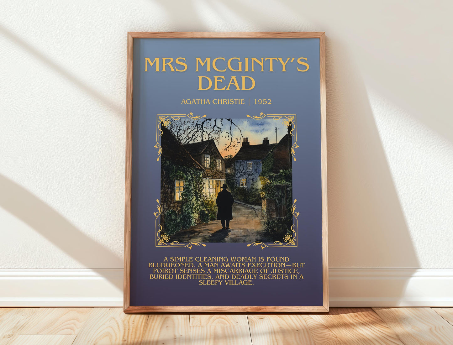 Mrs McGinty's Dead by Agatha Christie | Descriptive Book Poster | Blurby