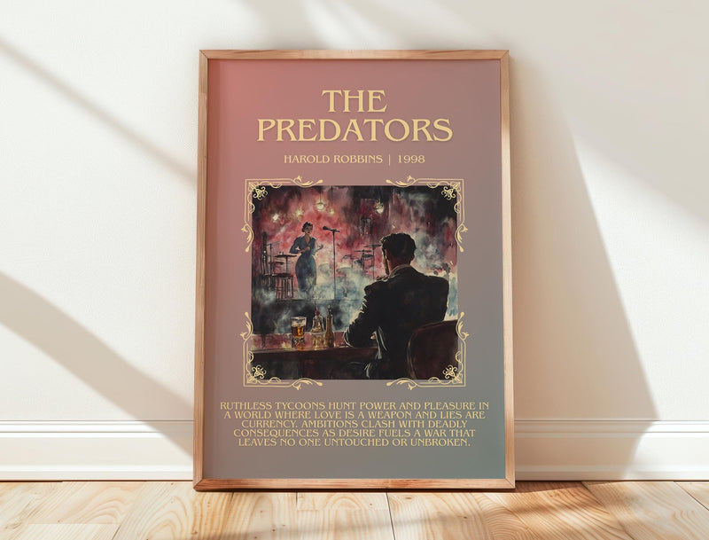 The Predators minimalist print in frame leaning in hallway – thriller wall art