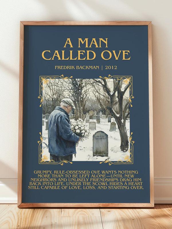 A Man Called Ove minimalist print in frame leaning in hallway – coming of age wall art