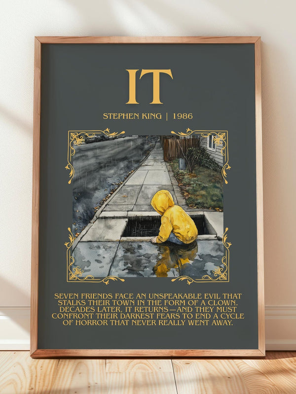 It minimalist print in frame leaning in hallway – horror wall art