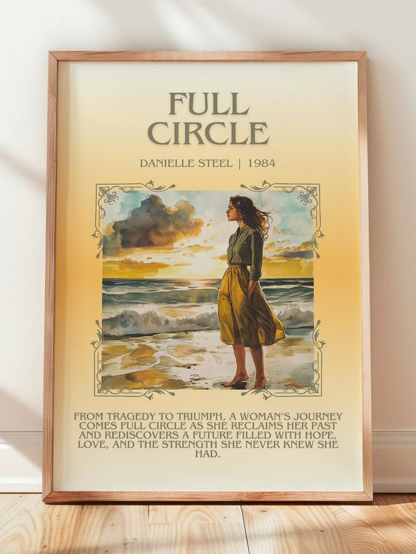 Full Circle minimalist print in frame leaning in hallway – romance wall art