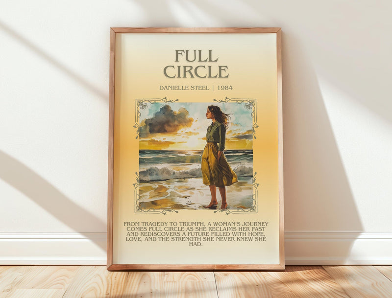 Full Circle minimalist print in frame leaning in hallway – romance wall art