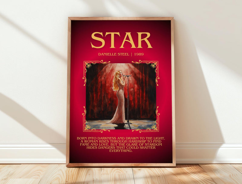 Star minimalist print in frame leaning in hallway – romance wall art