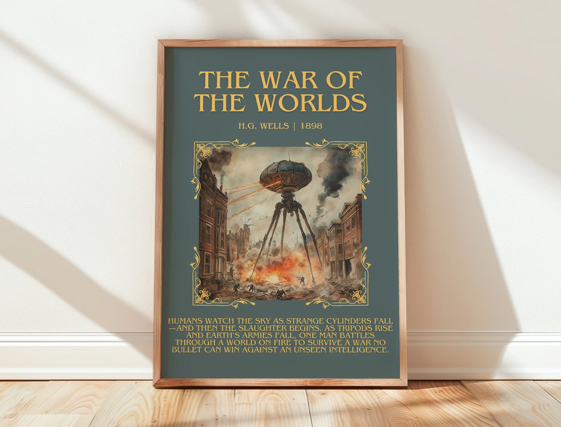 The War Of The Worlds by H.G. Wells | Descriptive Book Poster | Blurby (mockup)