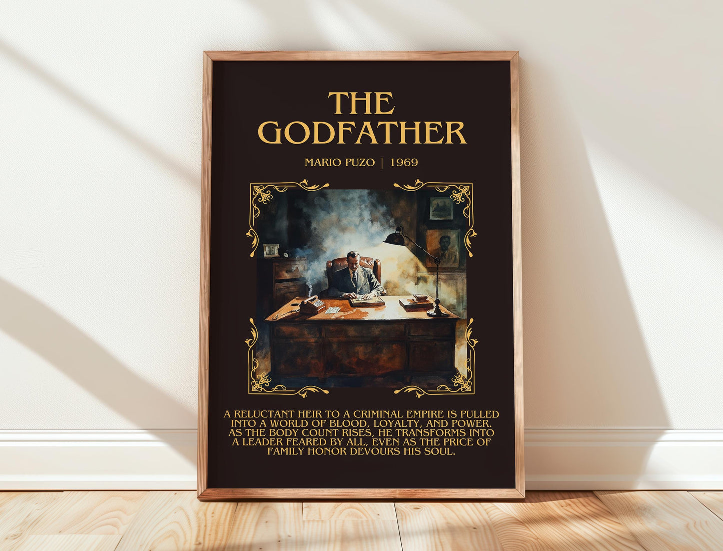 The Godfather by Mario Puzo | Descriptive Book Poster | Blurby