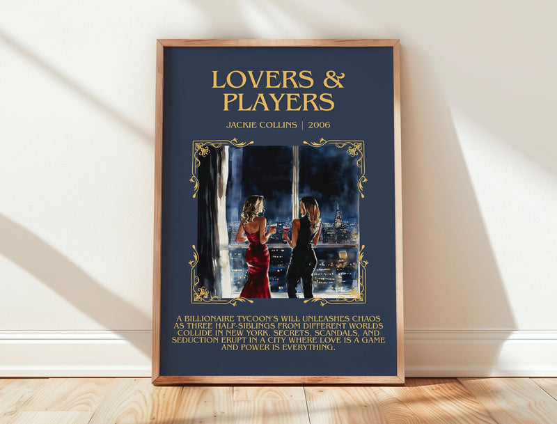 Lovers and Players minimalist print in frame leaning in hallway – romance wall art