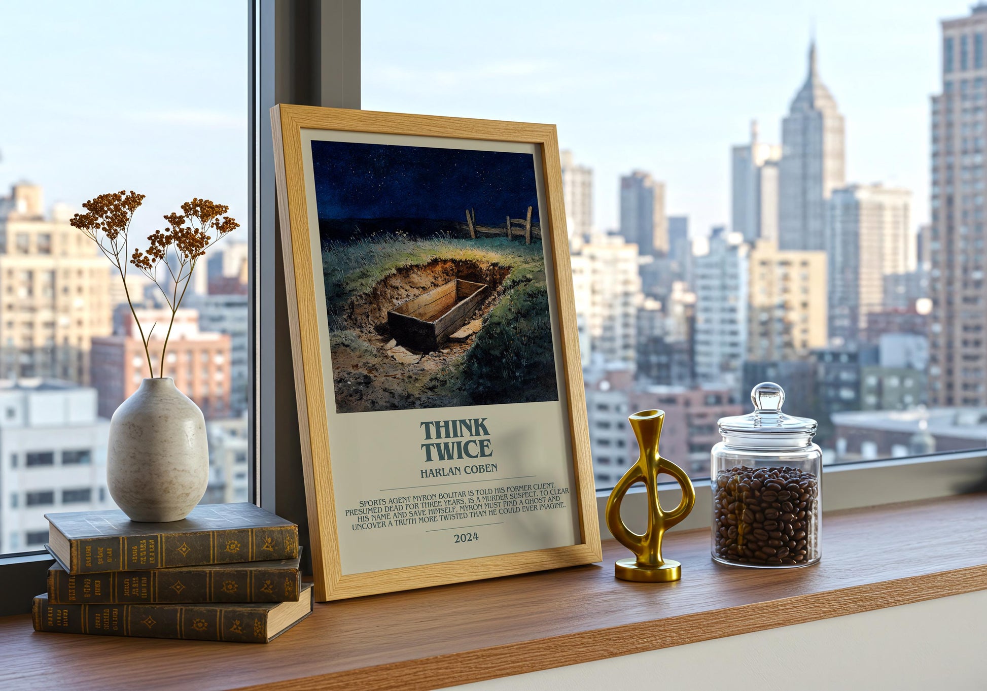 Think Twice by Harlan Coben | Descriptive Book Poster | Modern