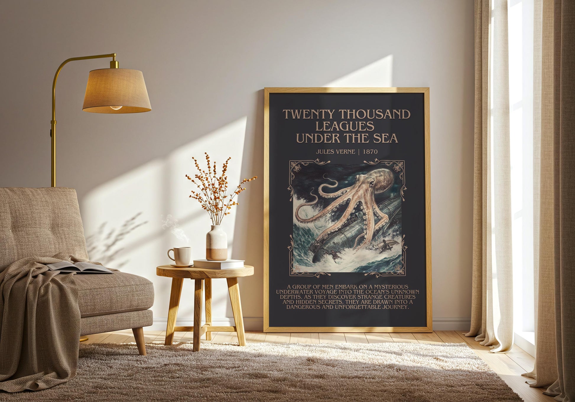 Twenty Thousand Leagues Under the Sea by Jules Verne| Descriptive Book Poster | Blurby