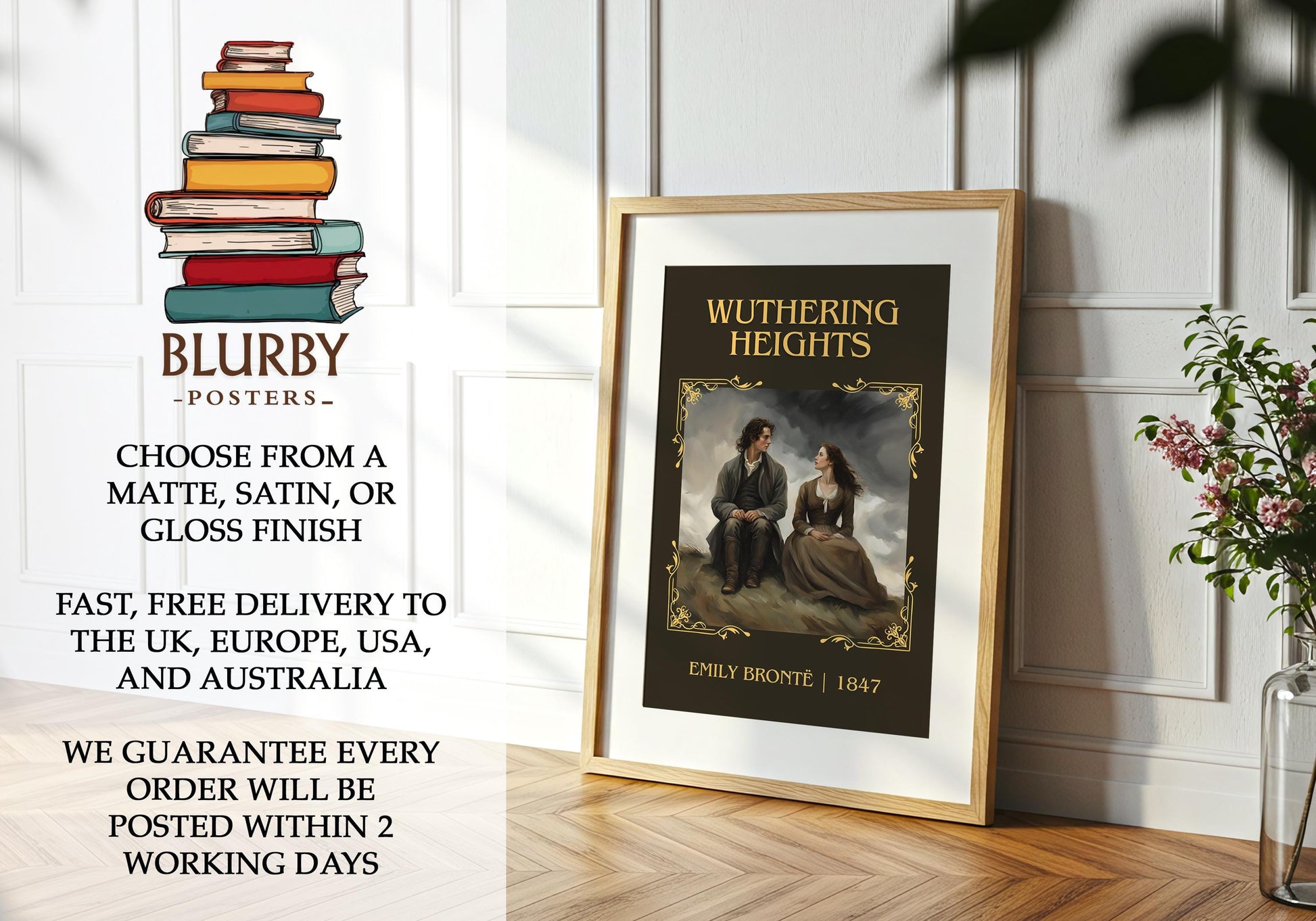 Wuthering Heights by Charlotte Bronte | Descriptive Book Poster | Minimalist