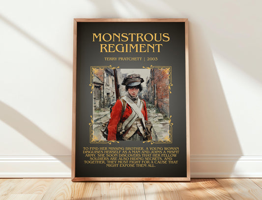 Monstrous Regiment by Terry Pratchett| Descriptive Book Poster | Blurby