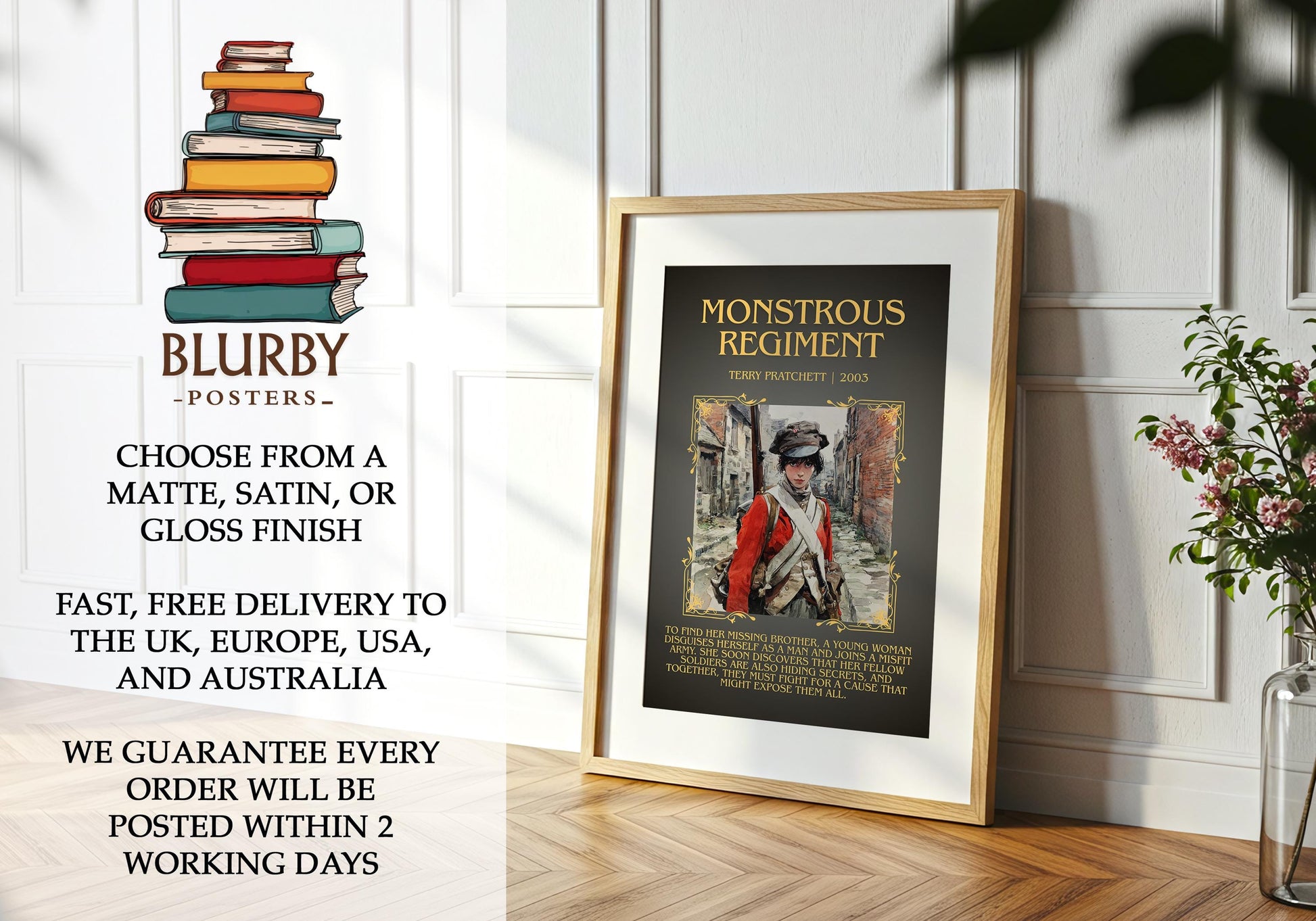 Monstrous Regiment by Terry Pratchett| Descriptive Book Poster | Blurby