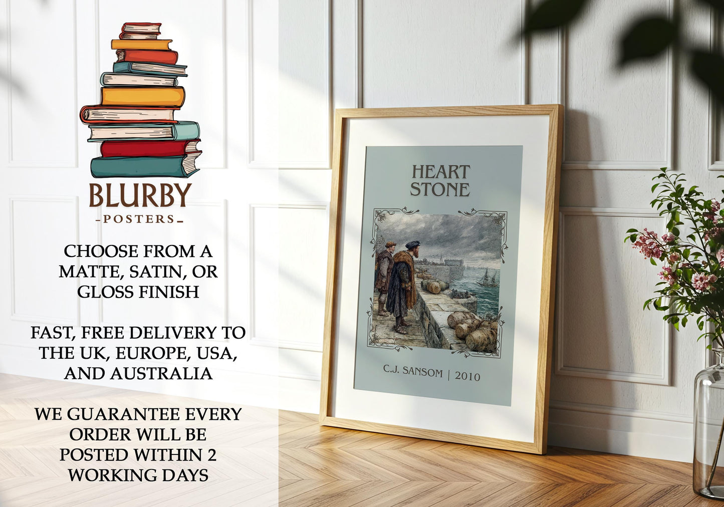 Heart Stone by C.J. Sansom | Descriptive Book Poster | Minimalist