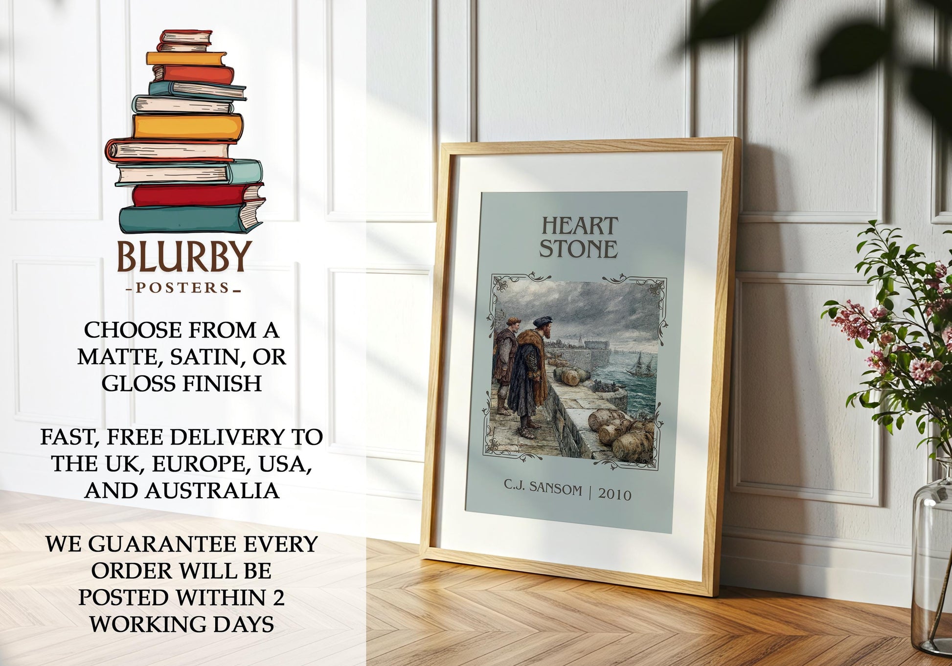 Heart Stone by C.J. Sansom | Descriptive Book Poster | Minimalist