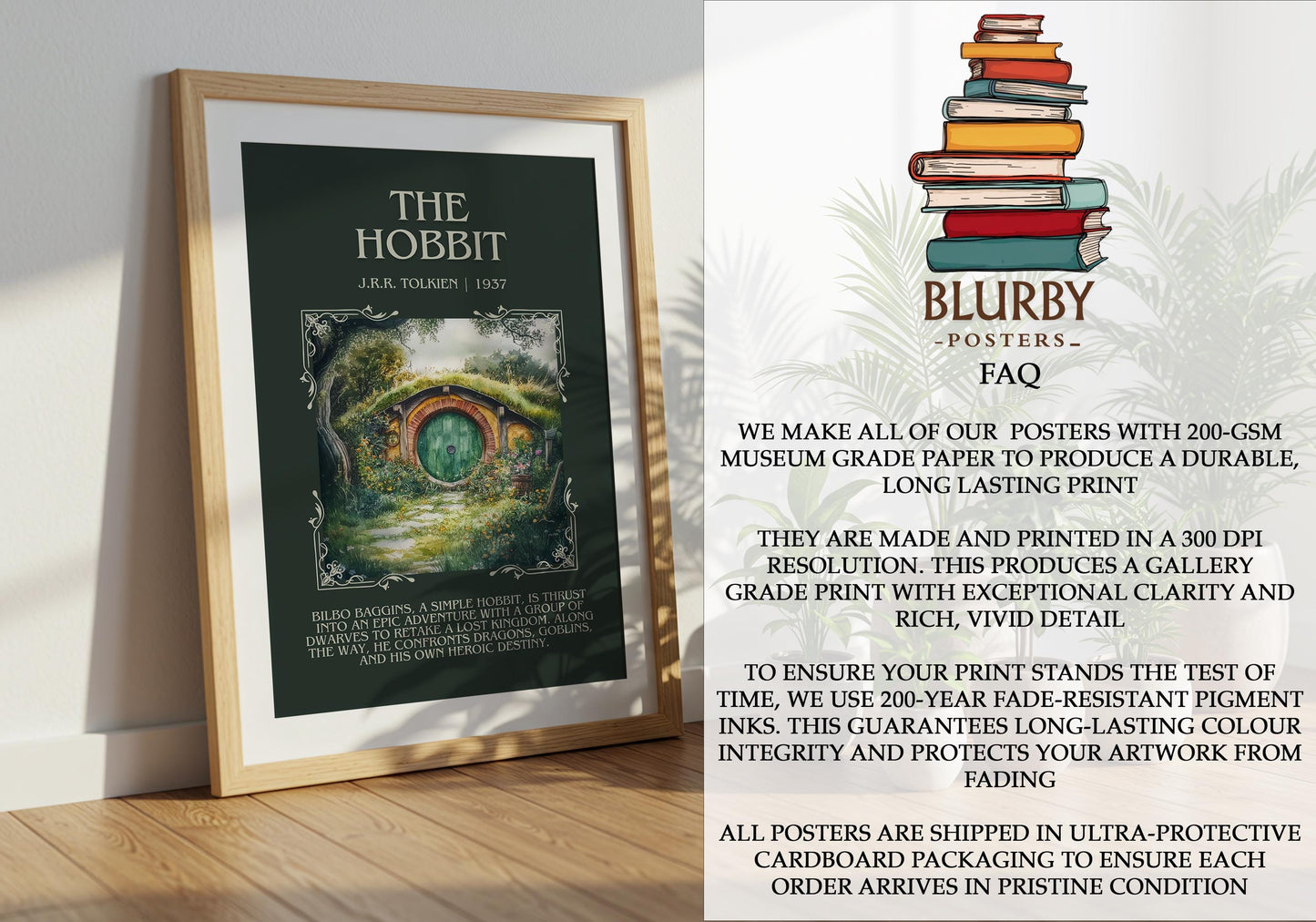 The Hobbit by J.R.R. Tolkien | Descriptive Book Poster | Blurby