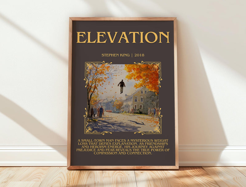 Elevation minimalist print in frame leaning in hallway – horror wall art