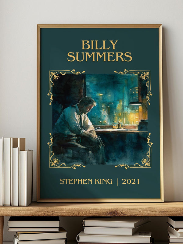 Billy Summers classic book art print in frame leaning in hallway – thriller wall art