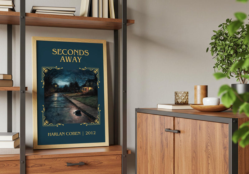Seconds Away classic book art print framed by window – literary home decor