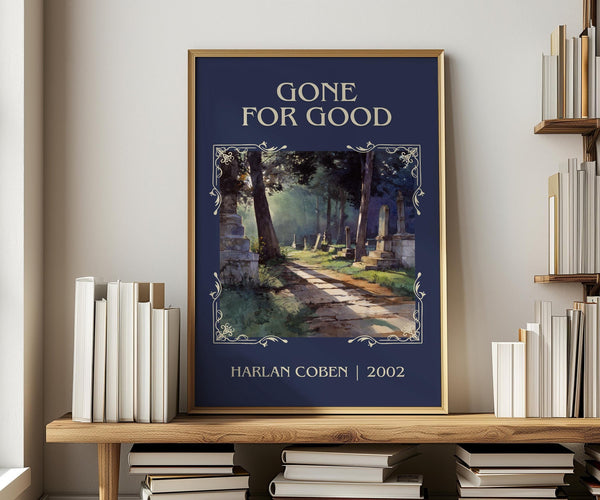 Gone for Good classic book art print in frame leaning in hallway – thriller wall art