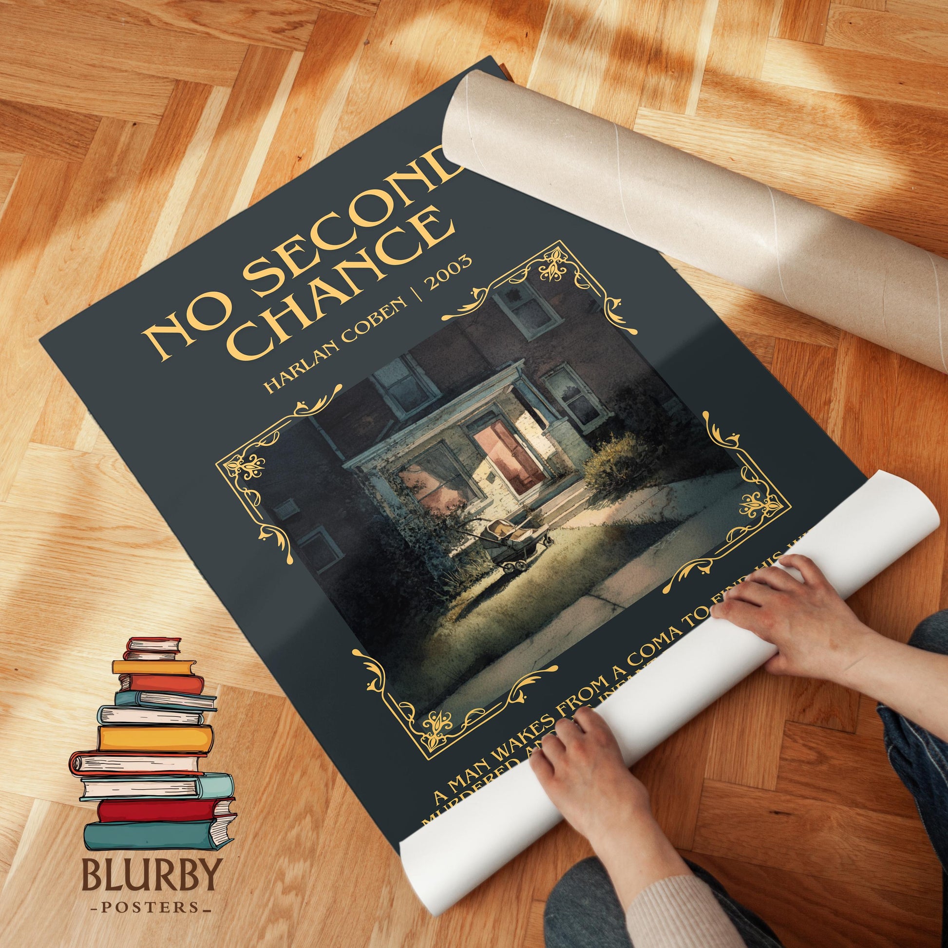 No Second Chance by Harlan Coben Descriptive Poster Print. Free Delivery Wall Art Author & Blurb Book Artwork