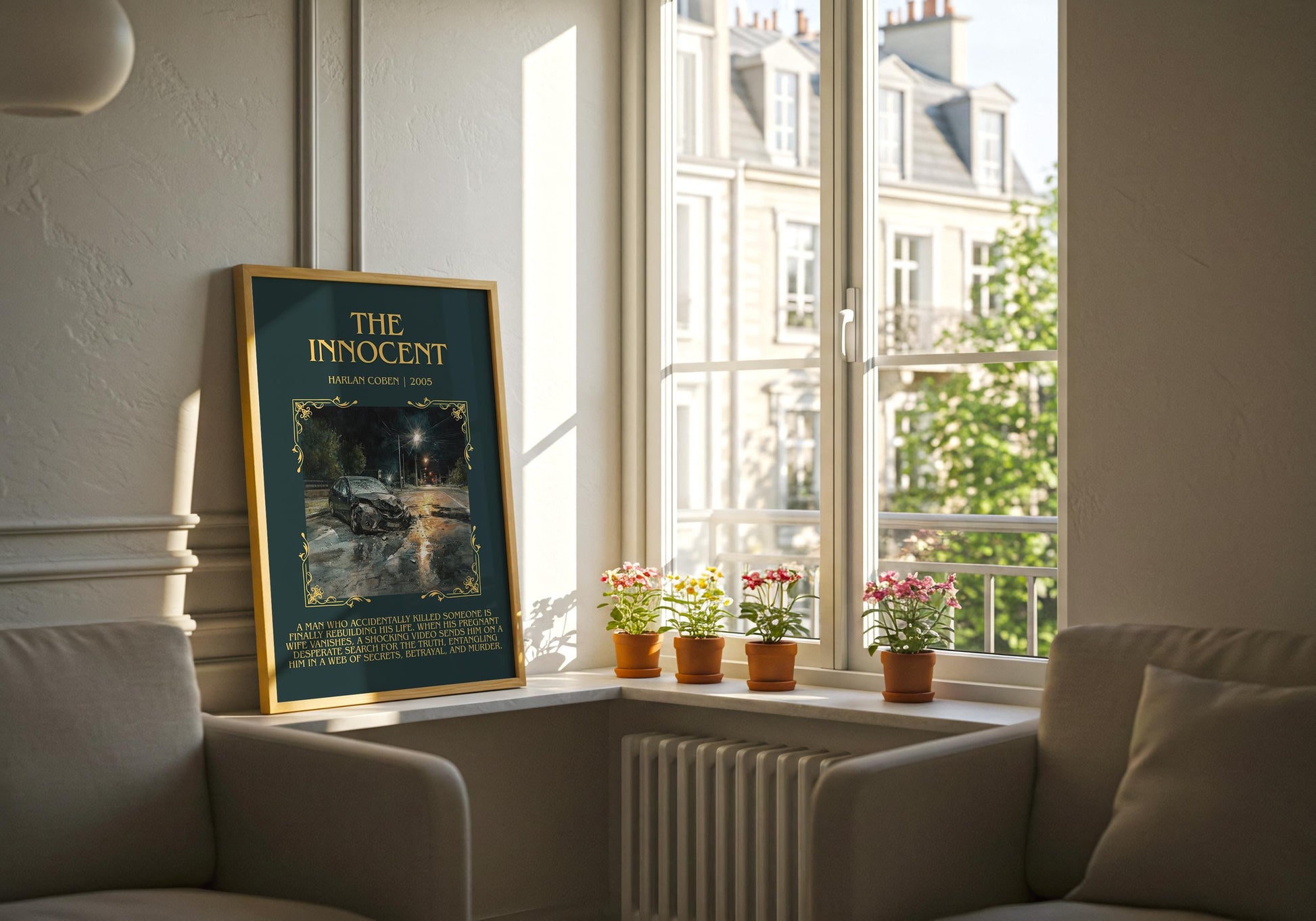 The Innocent by Harlan Coben Descriptive Poster Print. Free Delivery Wall Art Author & Blurb Book Artwork