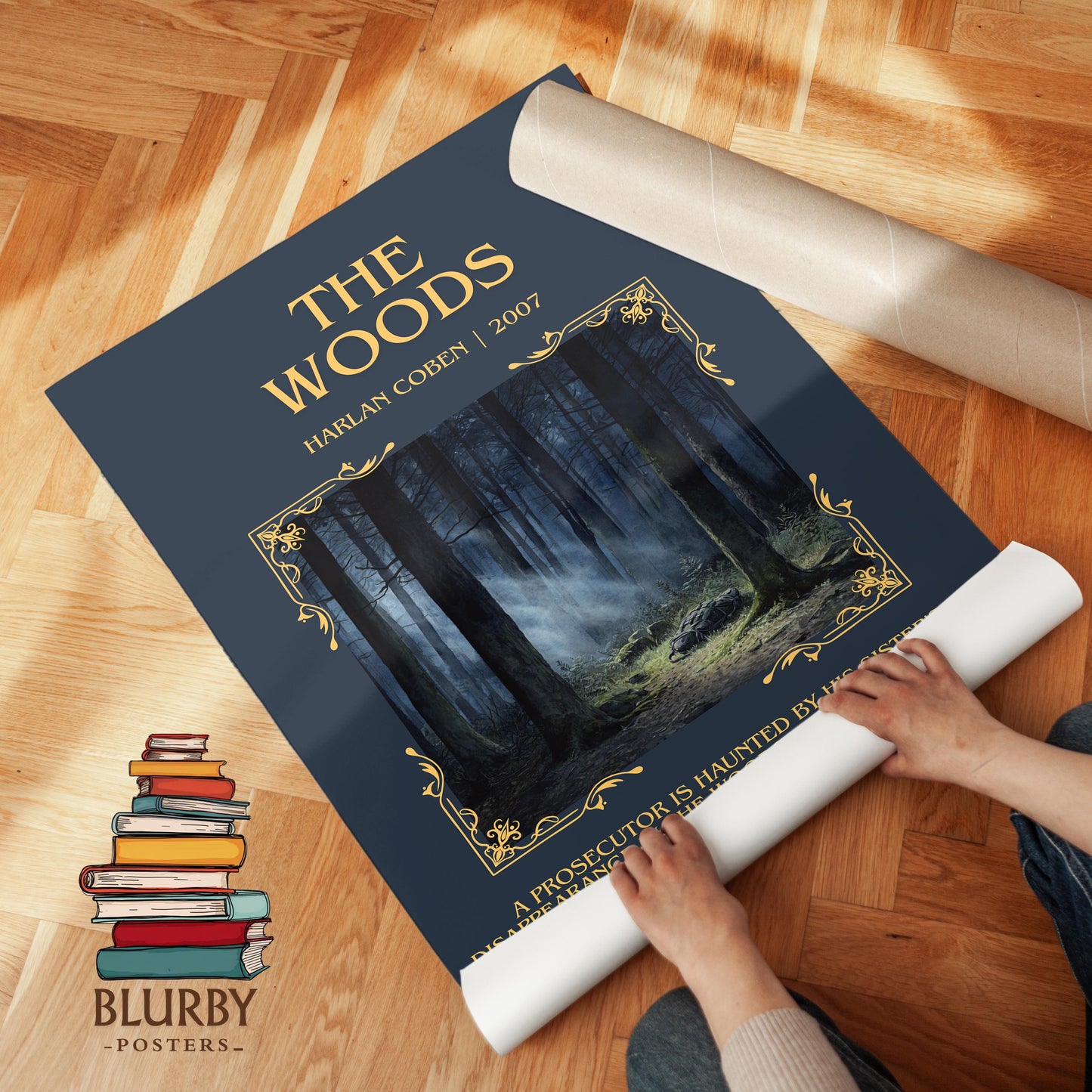 The Woods by Harlan Coben Descriptive Poster Print. Free Delivery Wall Art Author & Blurb Book Artwork