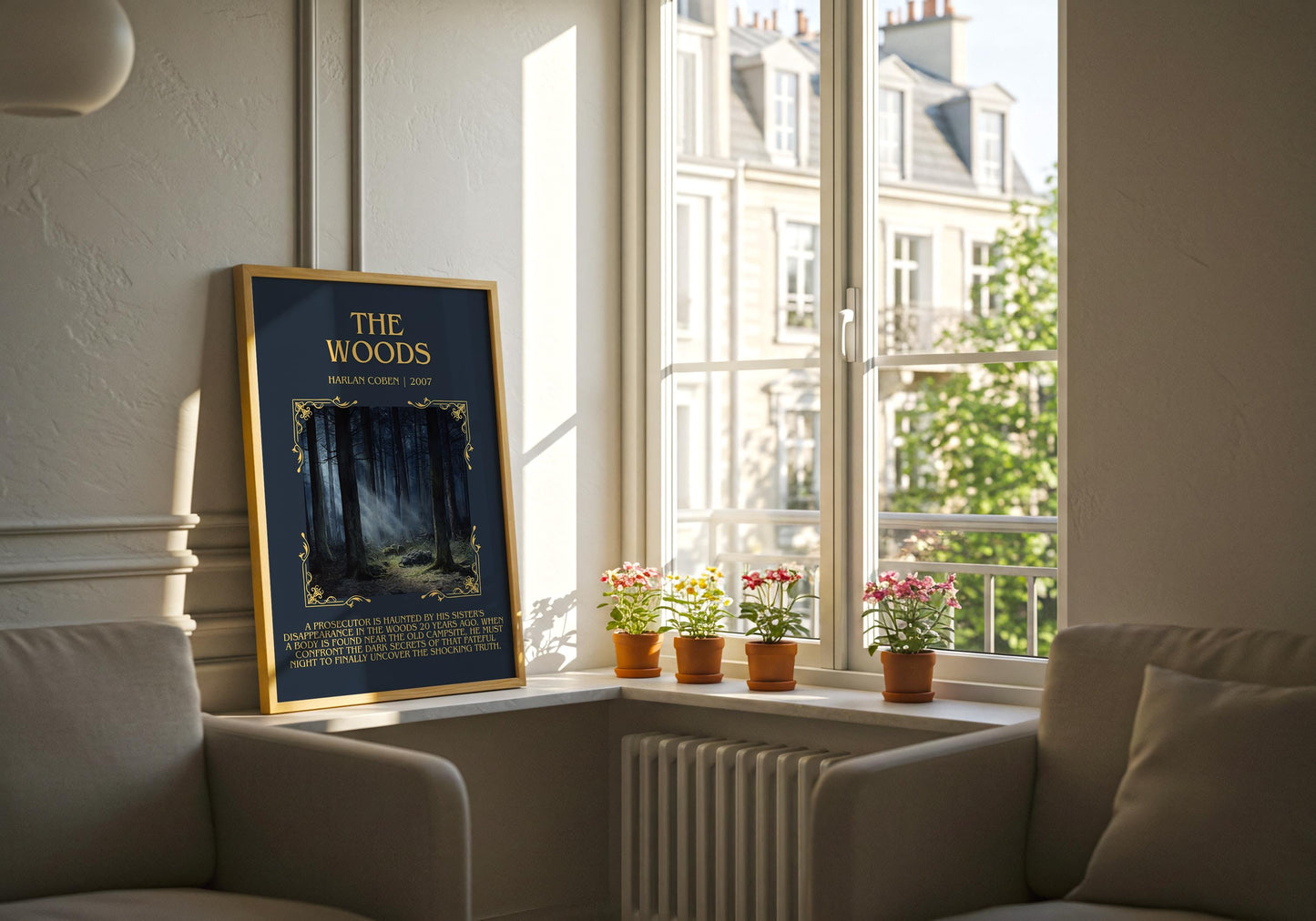 The Woods by Harlan Coben Descriptive Poster Print. Free Delivery Wall Art Author & Blurb Book Artwork