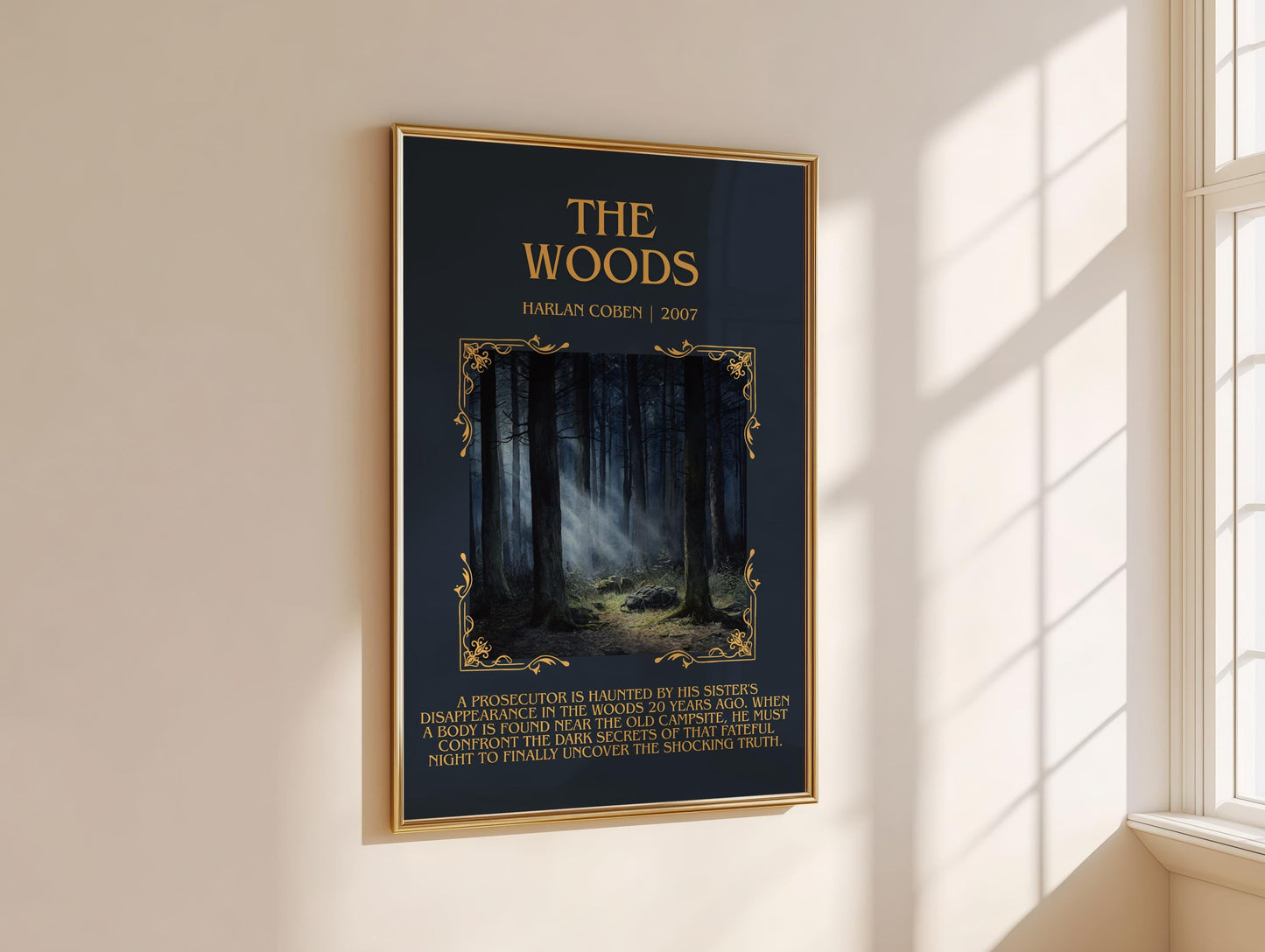 The Woods by Harlan Coben Descriptive Poster Print. Free Delivery Wall Art Author & Blurb Book Artwork